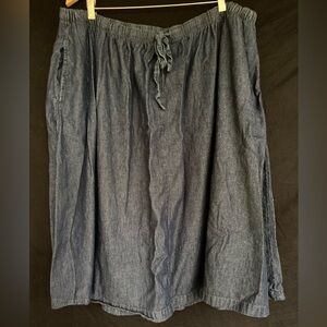 Woman Within 100% Cotton Flowy Denim Drawstring Waist Skirt (30W Petite)